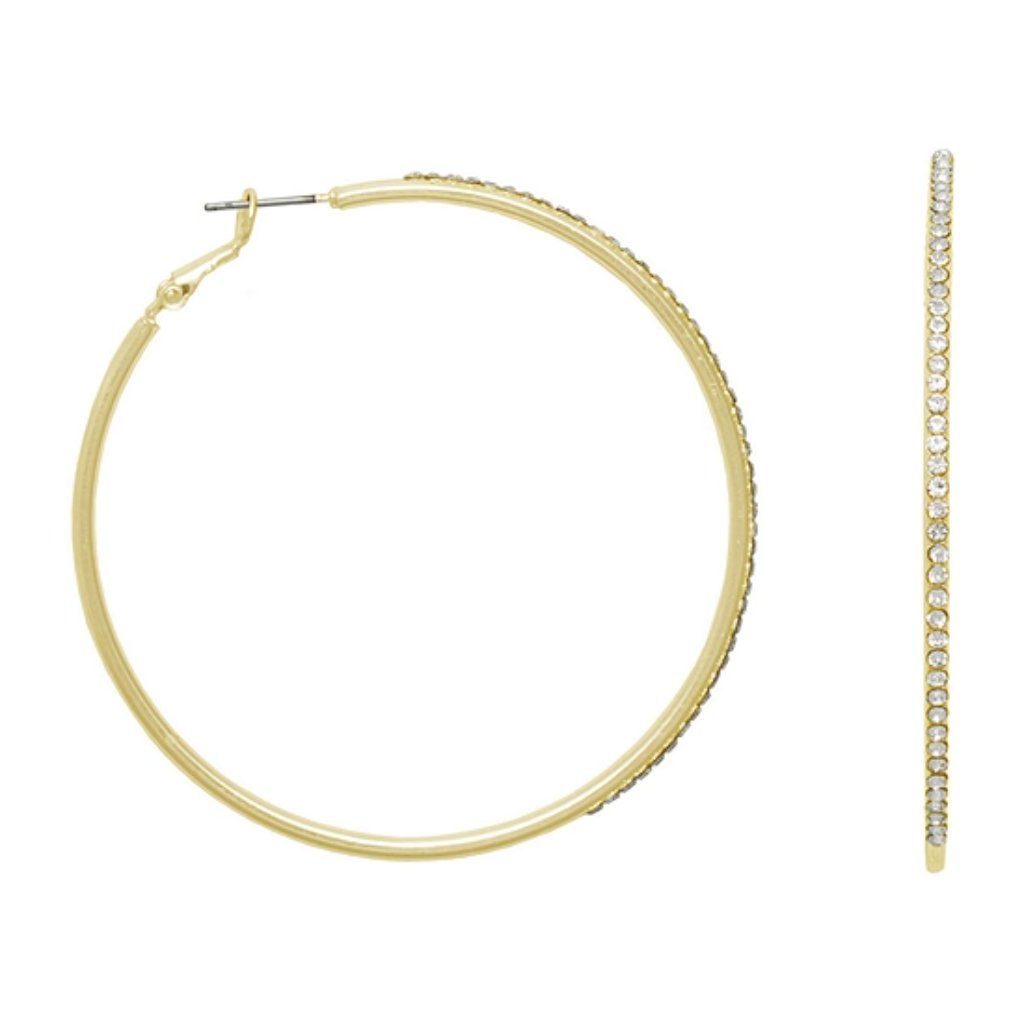 Mixit Gold Tone Glass Rhinestone Hinged Metal Nickle Free Hoop Earrings 10$